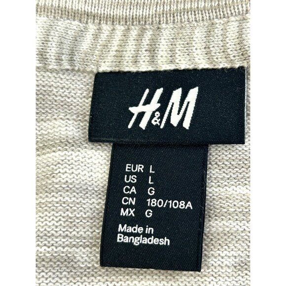 H&M Men Cardigan L Taupe Grey Cream Button Vtg  Lightweight Casual All Seasons - Picture 4 of 12